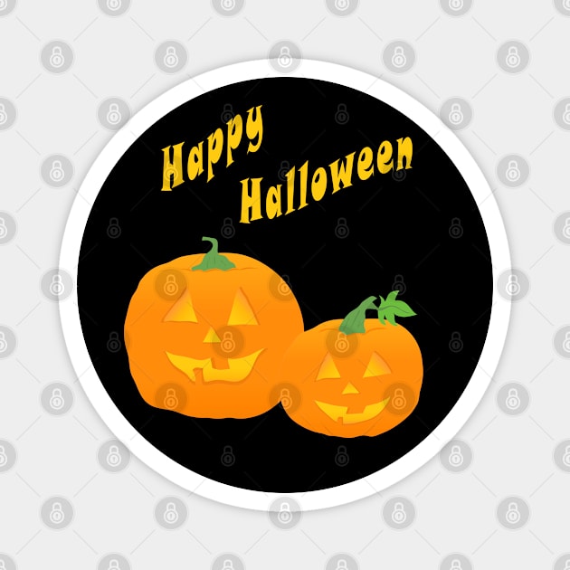 Halloween Jack-O-Lanterns or Jack-O’Lanterns smiling wishing Happy Halloween Magnet by SPJE Illustration Photography